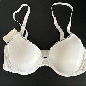 Calvin Klein Bra Full Caps, Size 34 C, Convertible Straps, Logo, Color White New